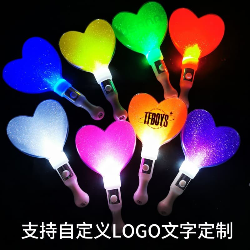 Heart fluorescent sticks, peach heart concert support silver light sticks, children's glow toys performance props hand lights