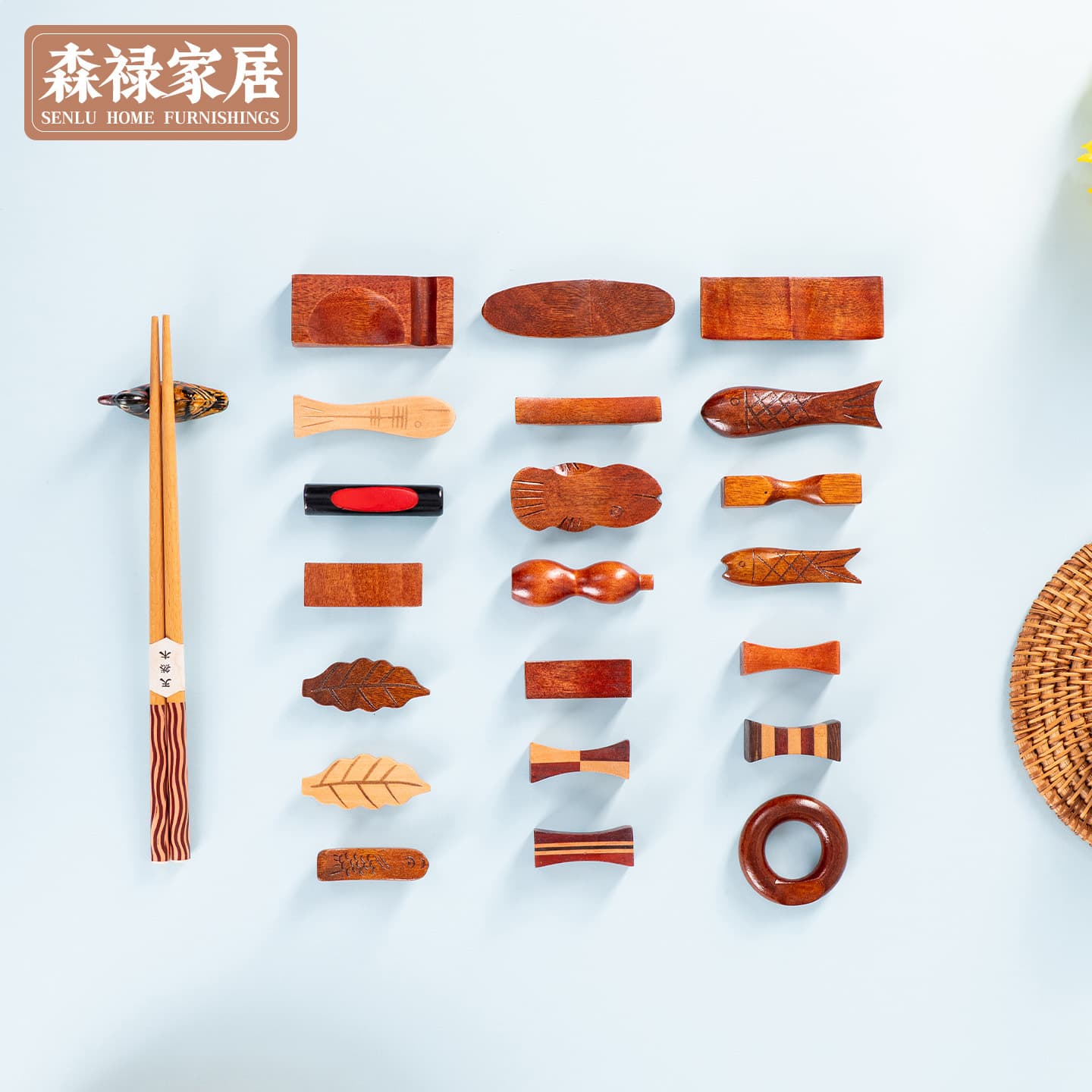 Japanese-style wooden chopstick rest, home kitchen chopstick holder, hotel storage rack, restaurant tableware chopstick rest wholesale