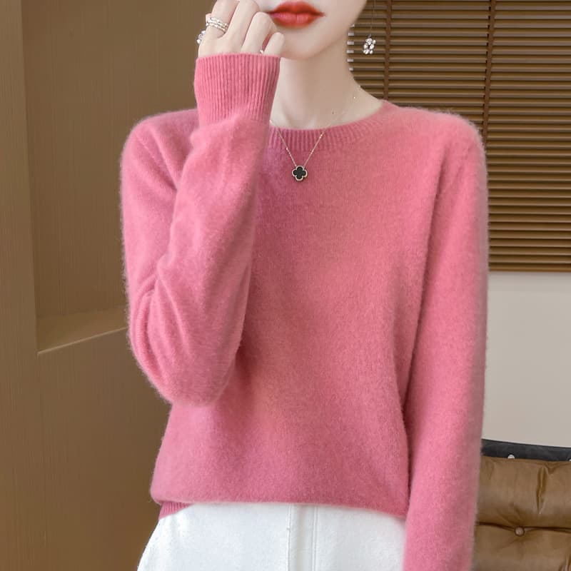 Fall/Winter New Women's Knitwear One-Piece Seamless Round Neck Wool Sweater Inner Base Layer Women's Sweater Wholesale