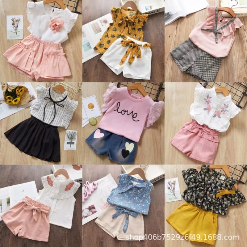 Girls Summer Short Sleeve Set 2025 New Style Baby Fashionable Two-Piece Trendy Kids Thin Clothes