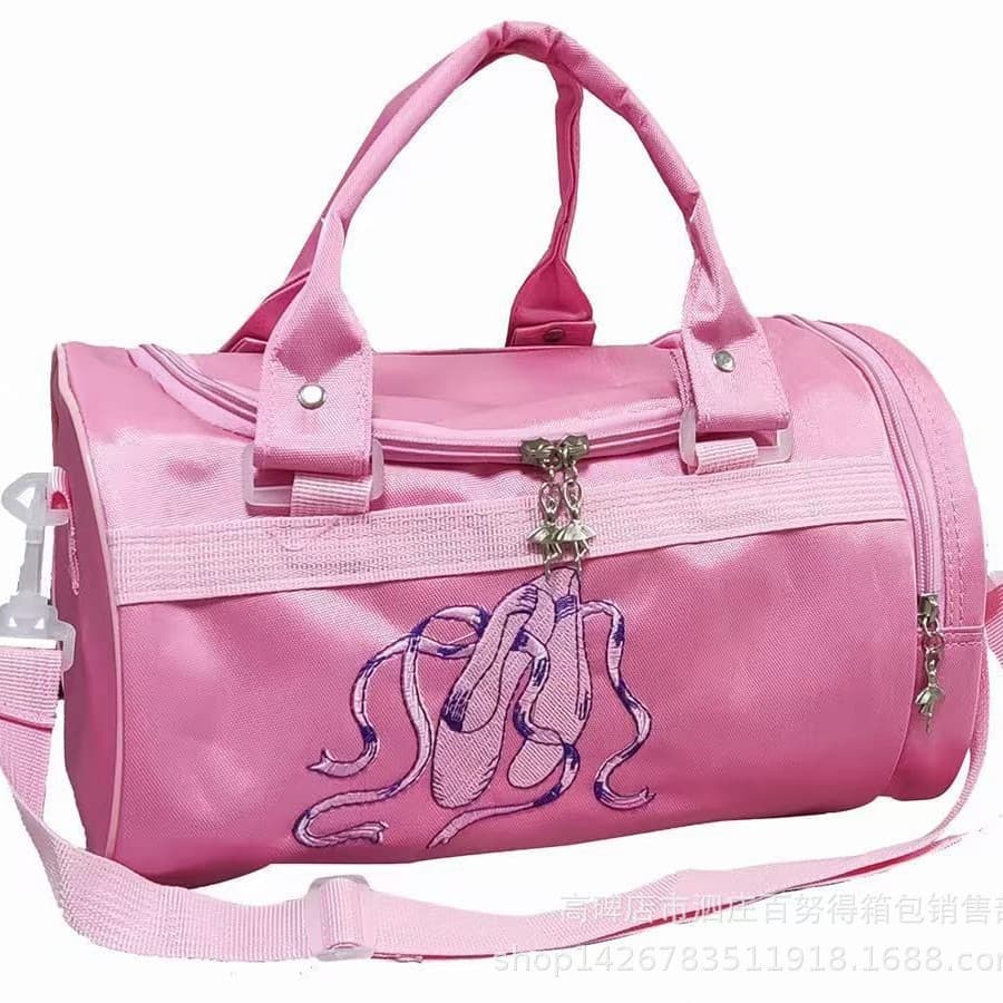 Factory Direct Children's Embroidered Dance Backpack, Handheld Ballet Cylinder Style, Korean Light Pink with Logo
