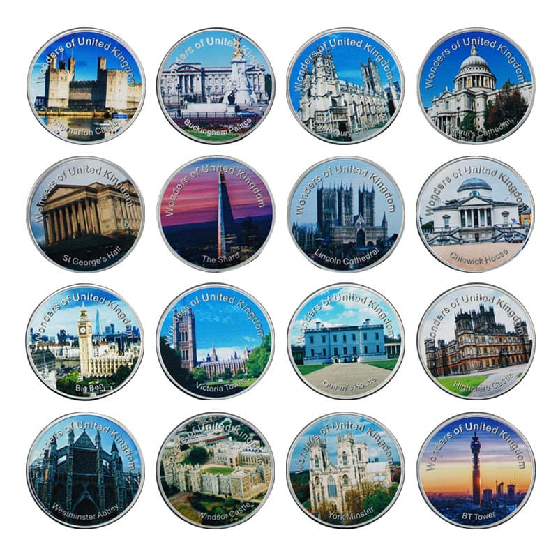 Cross-Border Architectural Commemorative Coin Collection Souvenir Medals: Burj Khalifa, Theater, Castle Metal Craft Badges