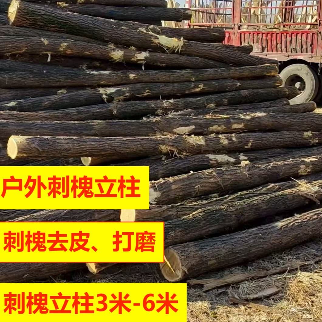 Locust Wood Peeled Trunk Small Diameter Wooden Post for Outdoor Climbing Playground Construction Solid Wood Friend Root Outdoor Locust Wood Post