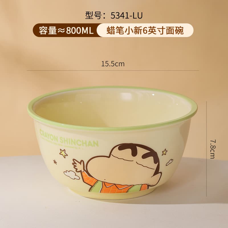 Crayon Shin-chan Ceramic Square Rice Bowl High Appearance Bowl Dish Plate Set Household Cartoon Children's Tableware Bowl Spoon