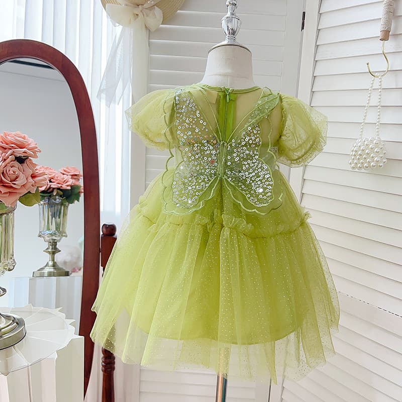 Summer Dress 2025 New Girls Princess Dress Korean Style Puffy Tulle Skirt Fairy Fashionable Toddler Dress