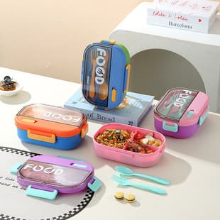 Cross-Border Stainless Steel Lunch Box, Microwave-Safe Divided Bento Box, Leak-Proof and Portable, Student Lunch Container, Children's Meal Box
