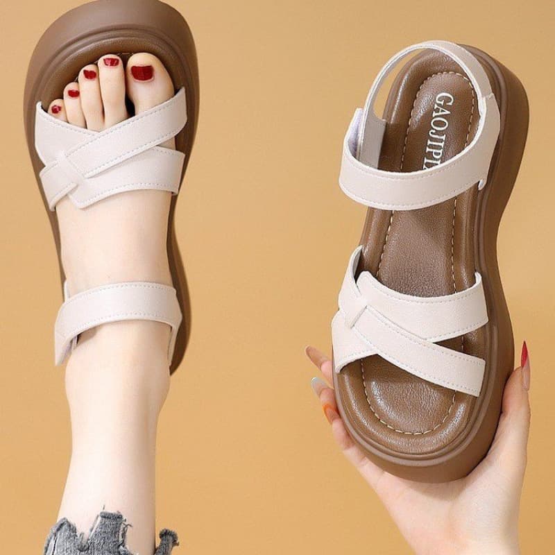 2026 Summer Soft-Soled Women's Comfort Shoes, Women's Soft Leather Roman Sandals, Lightweight Non-Slip Thick-Soled Beach Sandals