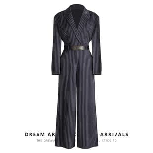 2026 Amazon Europe and America Cross-Border Hot Selling Women's Commuter Fashion Elegant Loose Striped Suit Jumpsuit Pants