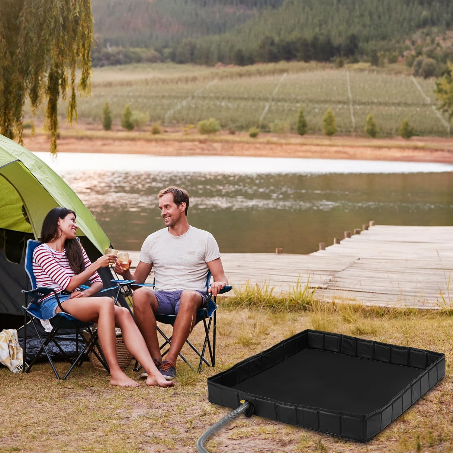 Amazon Bath Hot Selling Portable Car Water Basin Foldable Mobile Bath Pool Outdoor Water Storage Basin Tray