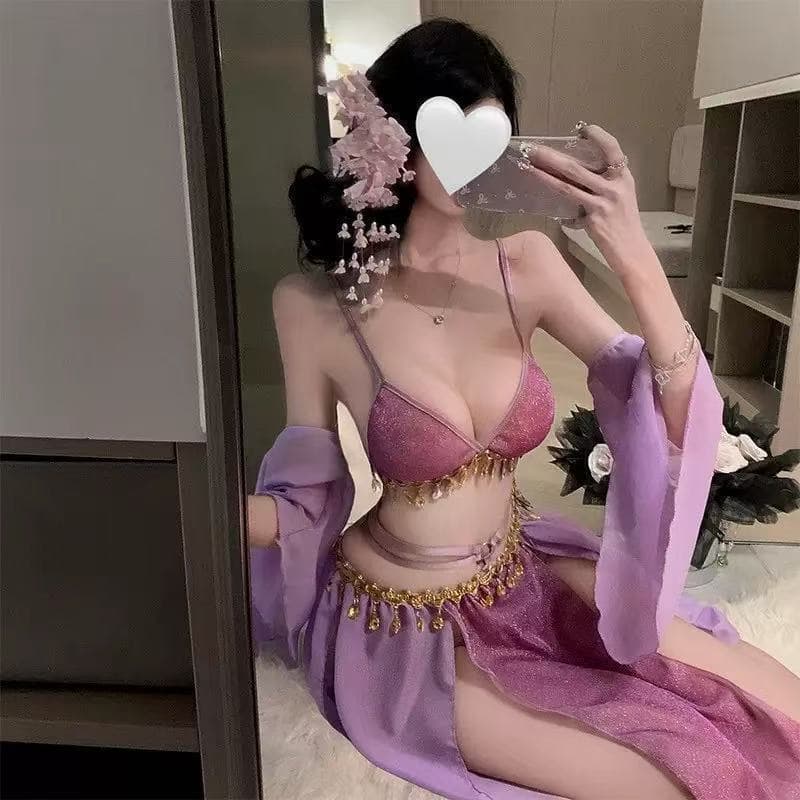 Plus Size Exotic Princess Lingerie Sexy Pure Desire Halterneck Sleepwear Costume Xishi Retro Belly Dance Lace Uniform