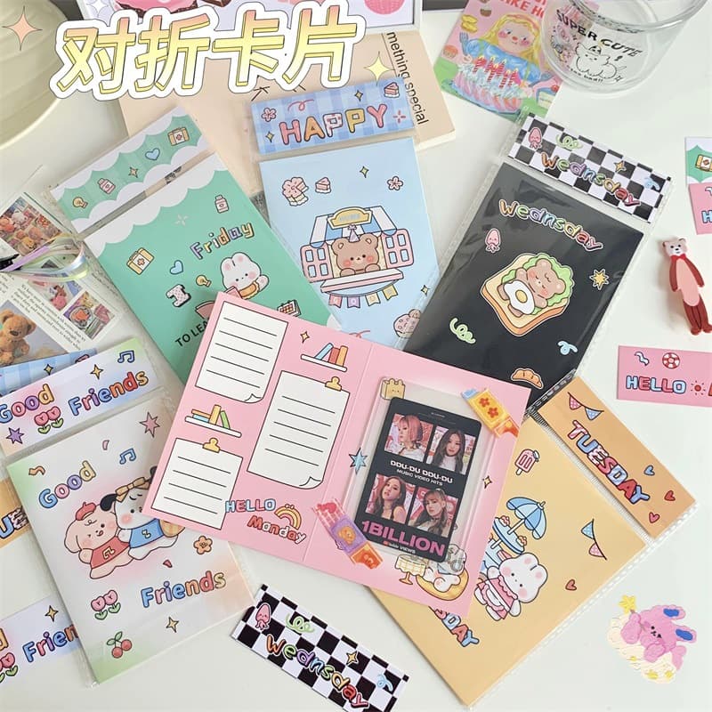 Original cartoon card packaging folding card set delivery jewelry gift baking biscuit packaging card
