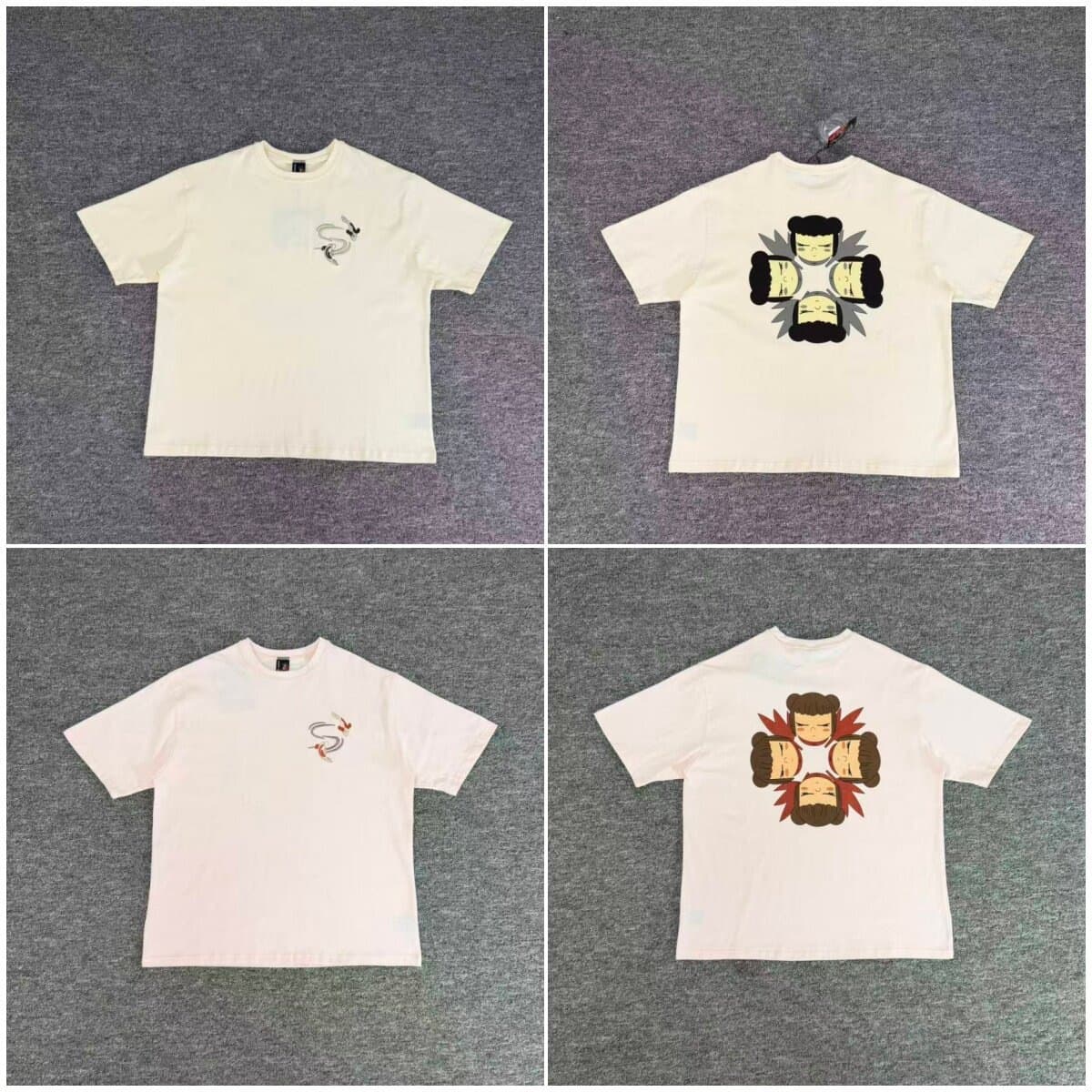 Derschutze Koi Embroidery Doll Print American Streetwear Loose Casual Fashion Short Sleeve T-Shirt