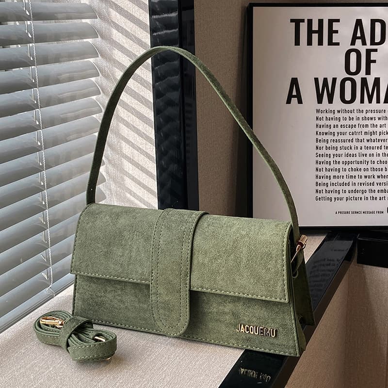 Cross-border Trendy Matte Underarm Bag 2026 New Summer Leather and Velvet Versatile Shoulder Bag with Textured Lettering Crossbody Bag for Women
