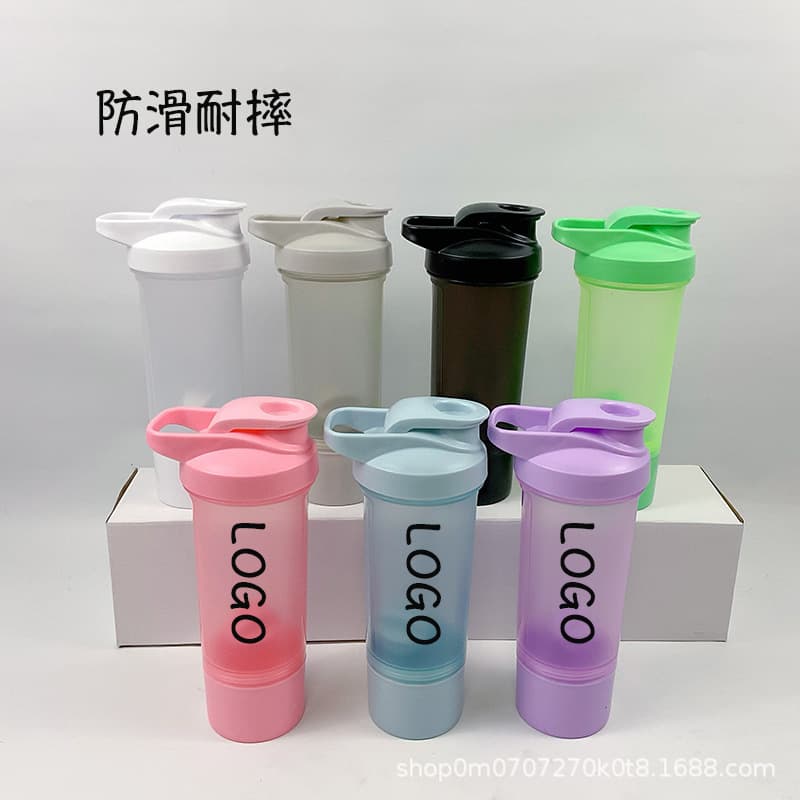 Double-layer Protein Shaker Cup for Fitness Sports Water Cup with Scale Plastic Mixing Cup Meal Replacement Shaker