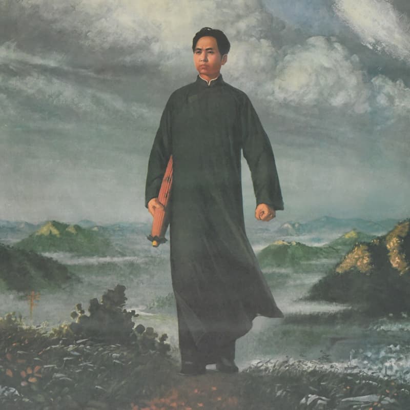 Portrait of Chairman Mao Going to Anyuan, Young Chairman Mao Poster Propaganda Decorative Painting, Red Era Collectible