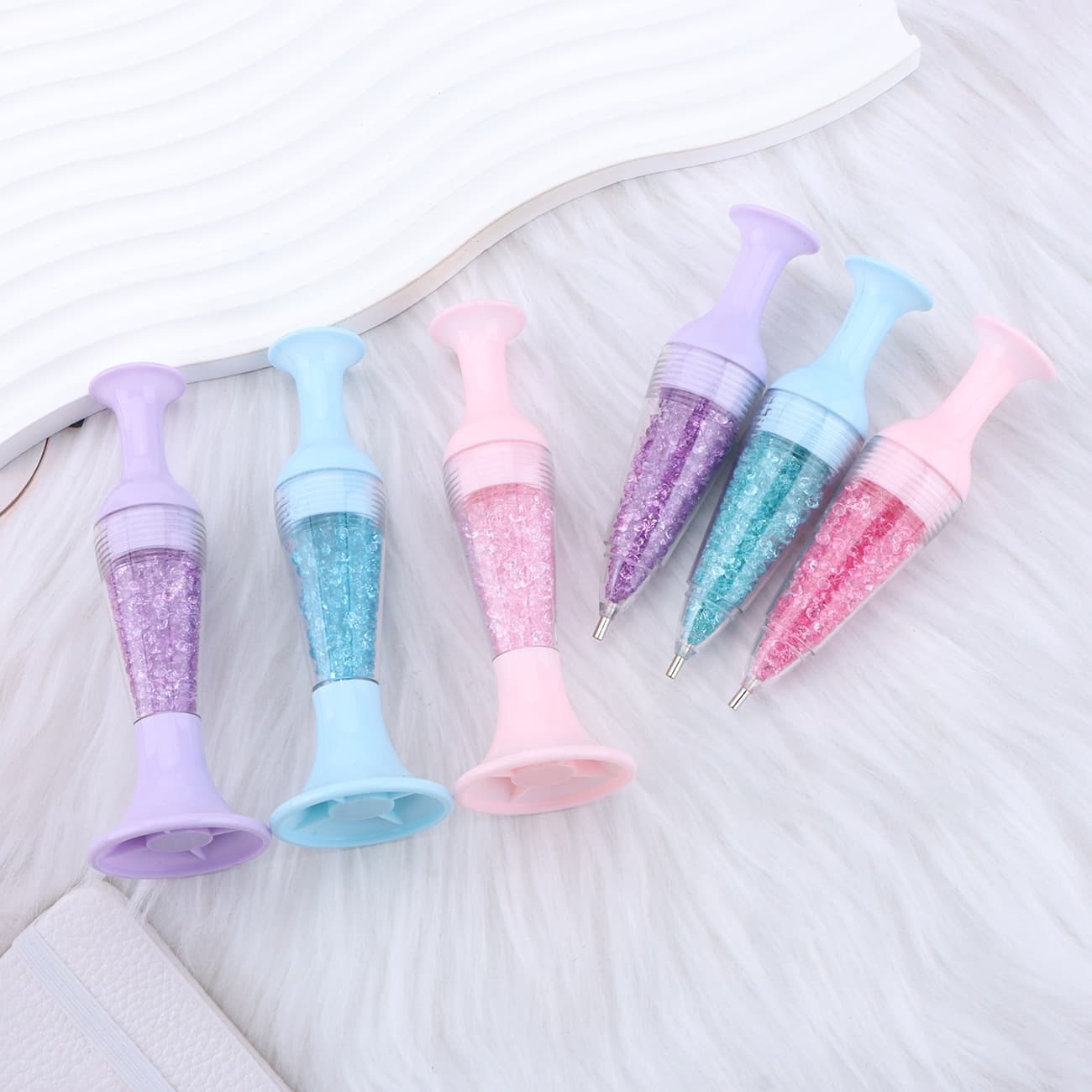 New Vase-Shaped DIY Nail Art Dotting Pen with Sparkling Diamond Chamber, Custom Logo Available, In Stock