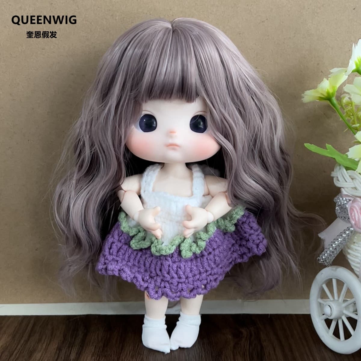 {Queen Wig} Gazi Sister / Illustration Character Wig, Fits Head Circumference 26cm, Bangs with Hand-Curled Wig Cap