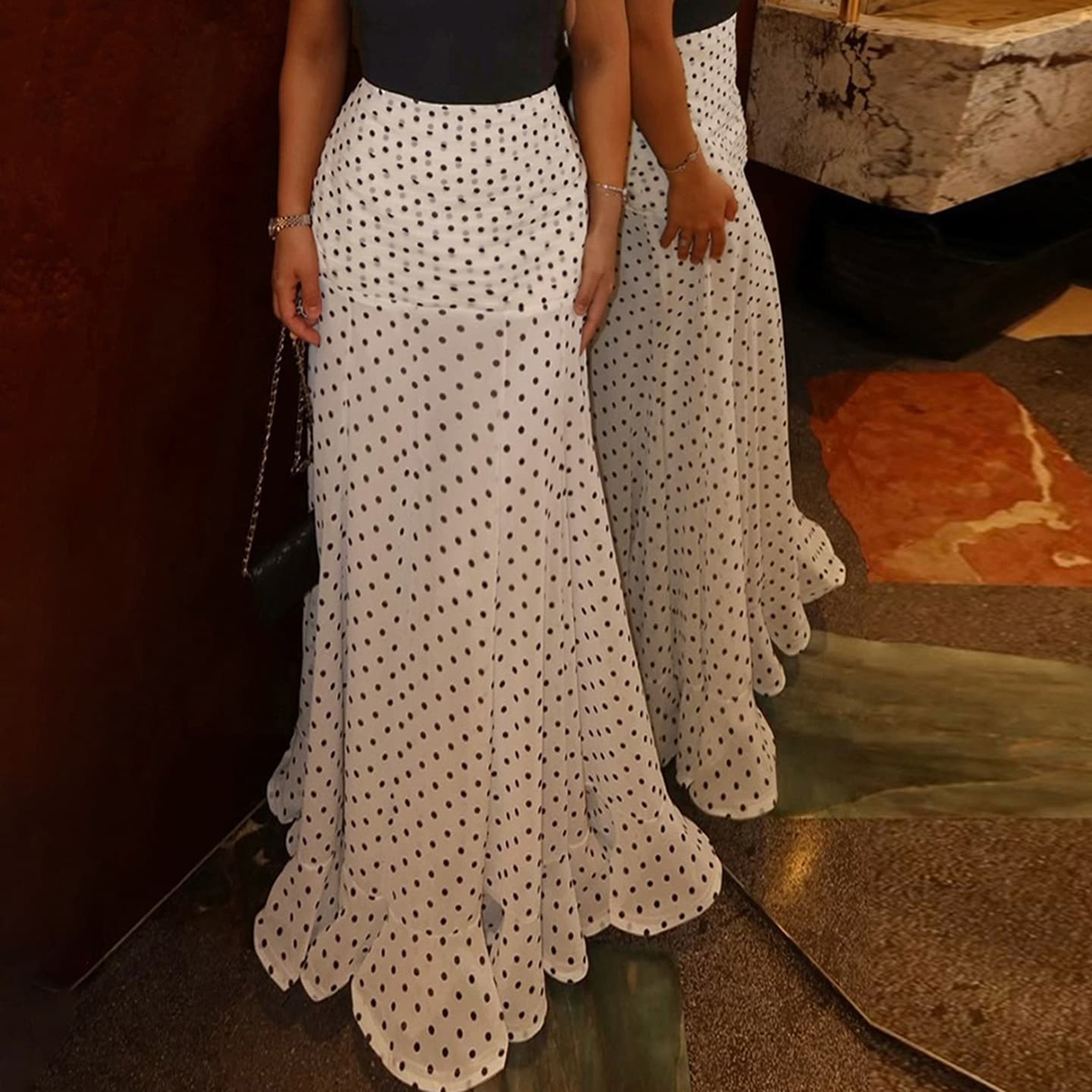 European and American Cross-Border Trade Polka Dot High-Waist Skirt Women's 2026 Autumn New Design Slim Fishtail Long Skirt