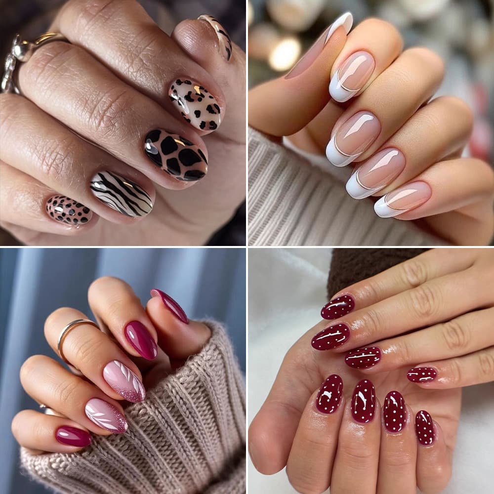 Simple Oval False Nail Tips Removable Press-On Nails Cross-Border Hot Selling Nail Art Stickers