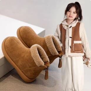 Girls Snow Boots 2026 New Winter Children Cotton Shoes Boys Shoes Big Cotton Short Boots Fleece Lined Autumn/Winter Boots