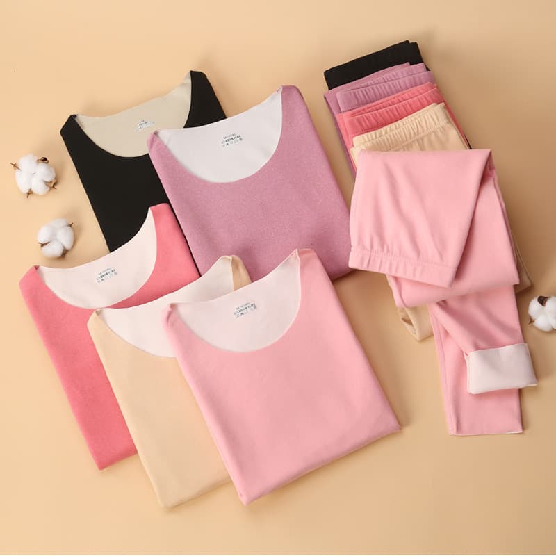 2025 New Style AB Double-Sided Fleece Seamless Thermal Underwear Set Women's Constant Temperature Autumn Clothes and Pants, Winter Base Layer Shirt