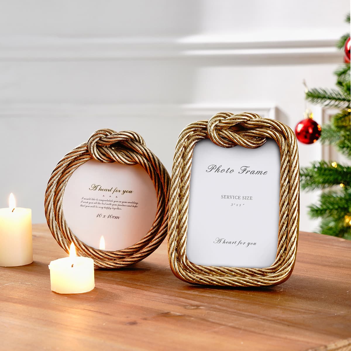 Creative Wire Rope Knot Shape Decorative Photo Frame, Resin Material Frame Desktop Warm Photo Display Frame