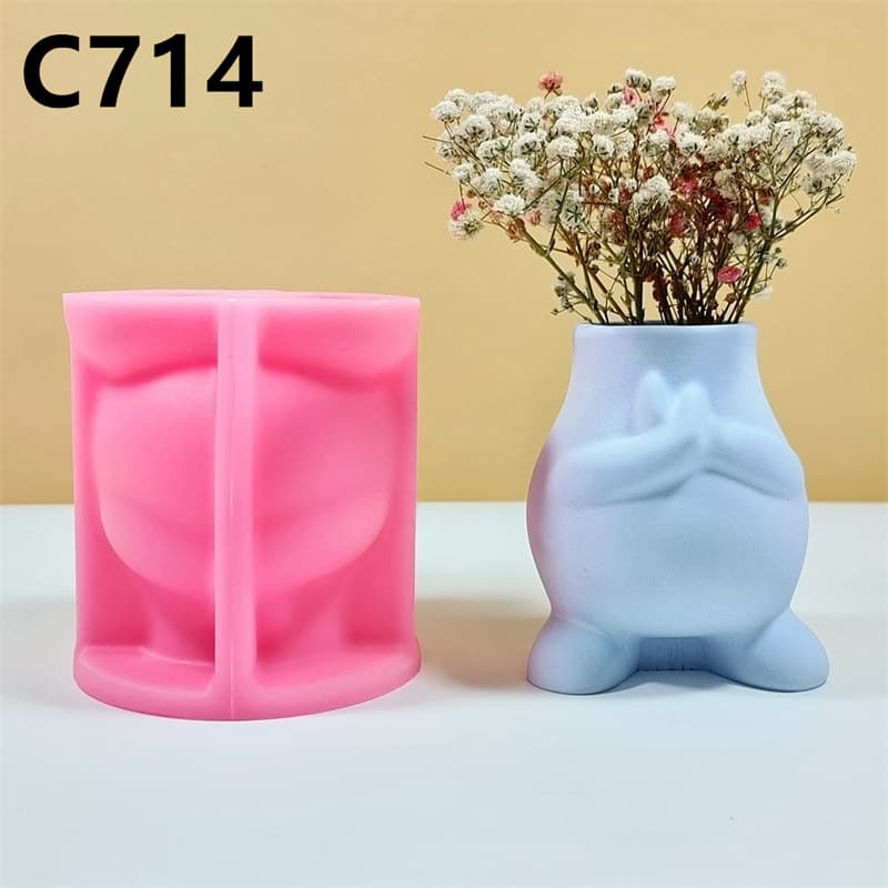 Creative Villain Silicone Mold Flower Pot Flower Arrangement DIY Handmade Home Desktop Stereo Decoration C714