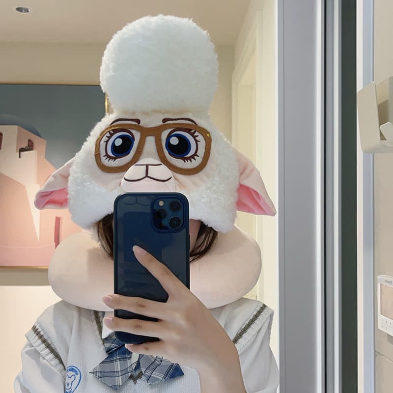Cartoon Cute Hooded U-Shaped Pillow Dumbo Marie Cat Hooded Neck Pillow Office Nap Travel Portable Neck Support