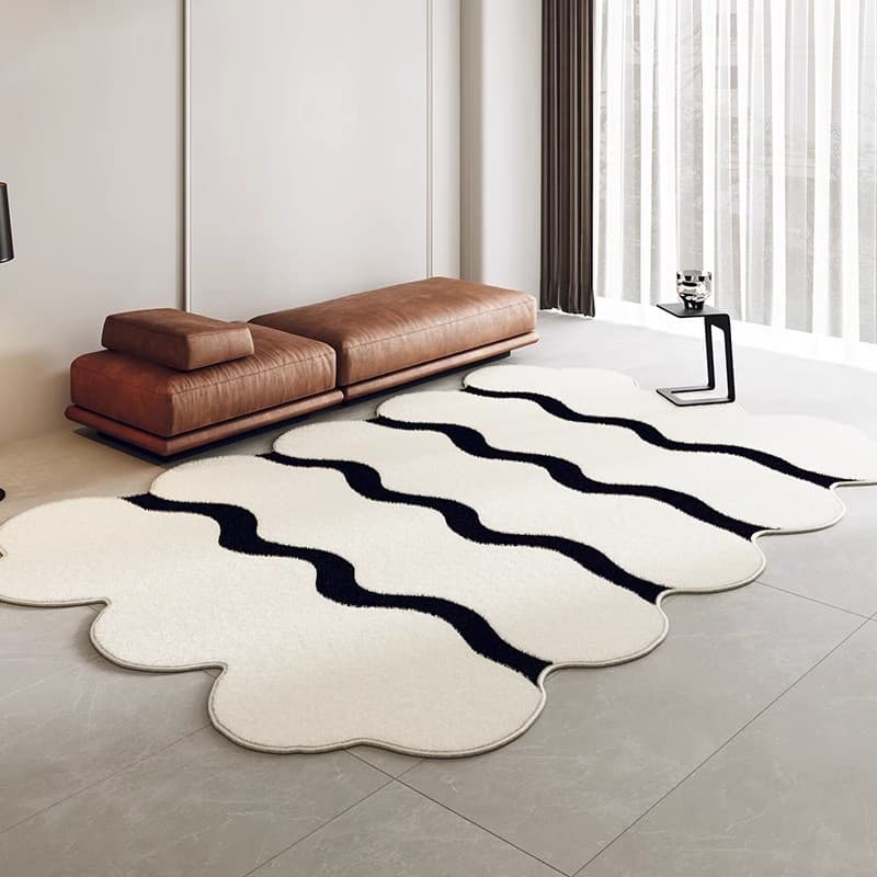 Minimalist style living room carpet, light luxury, high-end black and white, bedroom room bedside blanket, imitation cashmere floor mat, sofa coffee table blanket