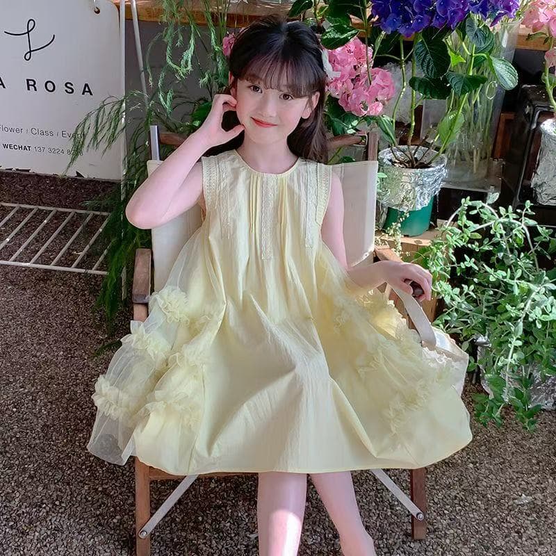 Girls' Summer Dress New Style Fashionable Mesh Skirt for Older Girls Children's Princess Dress Trendy