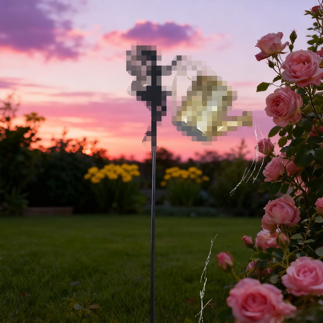 Cross-border Fairy Watering Can Glowing Light Solar Charging Iron Garden Stake Light Outdoor Garden Atmosphere Light