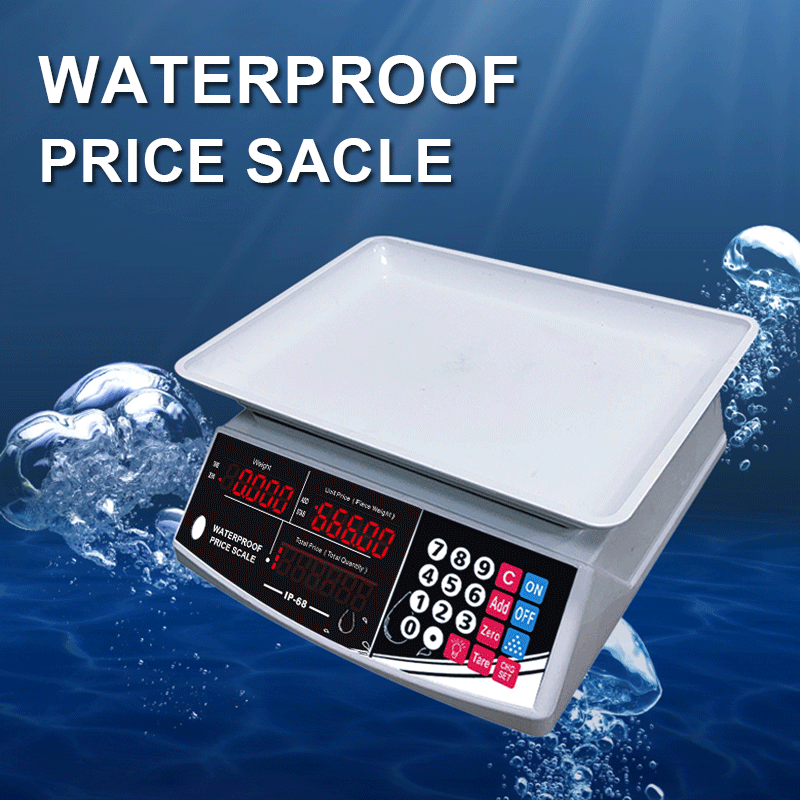 Foreign Trade English Waterproof Price Computing Scale 30kg/40kg Commercial Electronic Platform Scale, Washable for Aquatic and Seafood Weighing