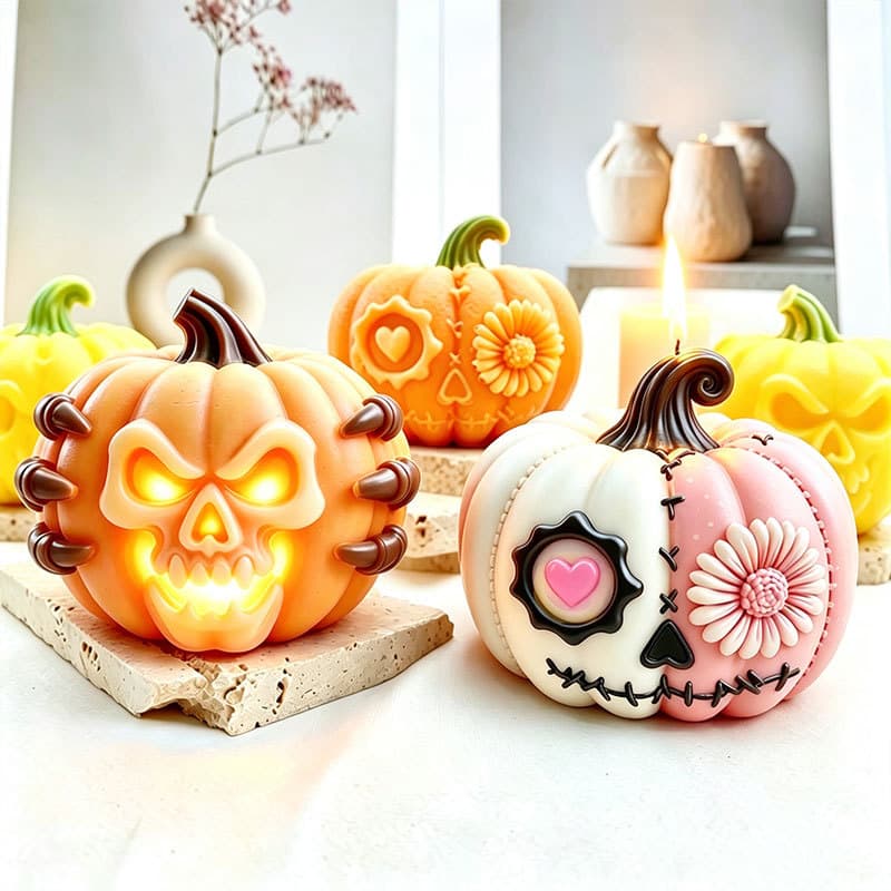 Shengmei Halloween Love Daisy Flower Pumpkin Candle Silicone Mold DIY Ghost Claw Skull Pumpkin Ornament Mold