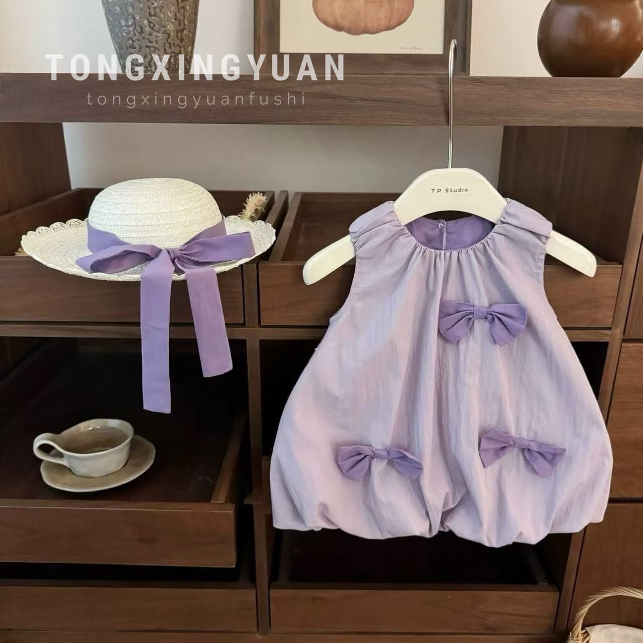 [Child Star Circle] Taro Purple! Baby girl design niche bow cute sweet flower bud vest skirt