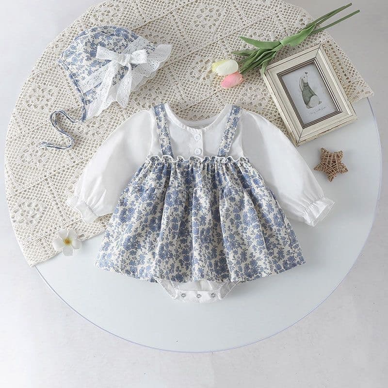 Baby Summer Clothes Ins Spring Summer Small Floral 9 Months Princess Triangle Bodysuit Long Sleeve Baby Girl Romper Dress
