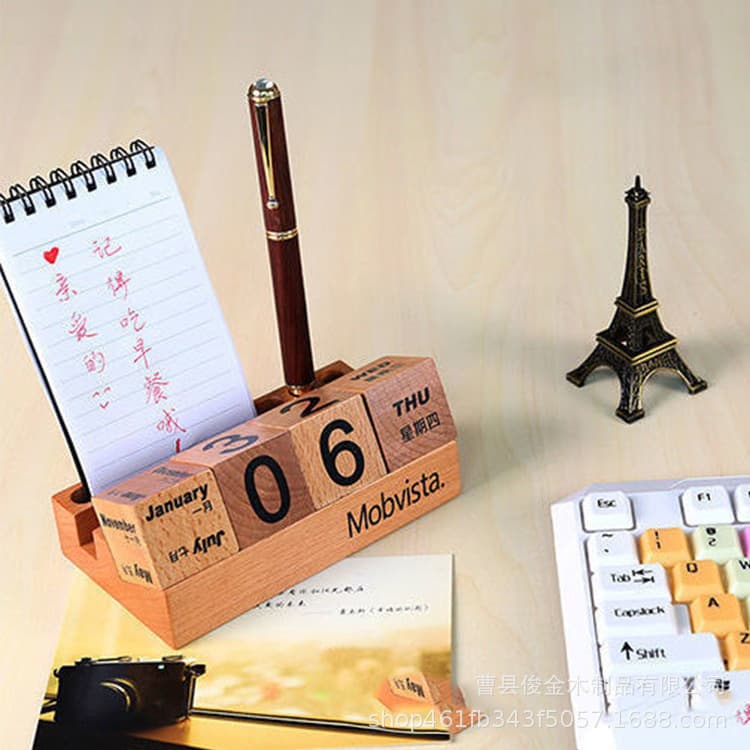 Calendar Stand Solid Wood Perpetual Calendar Desk Area Wood Desk Calendar Wood Flip Calendar Ornament Solid Wood Desk Calendar Stand