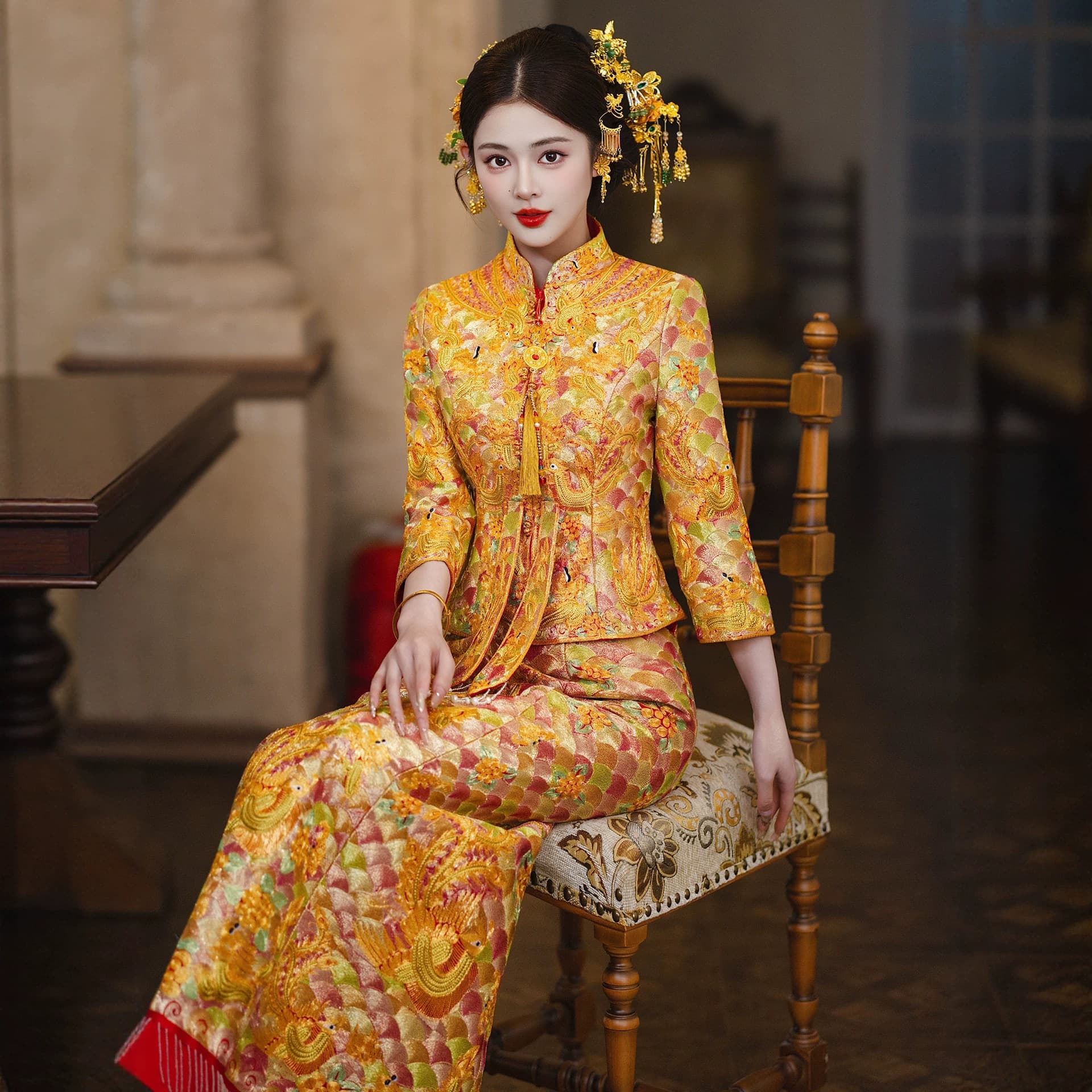 Dragon and Phoenix Gown 2026 New Style Xiuhe Suit Bride Wedding Gown Chinese Wedding Dress Heavy Embroidery Slim Fit Toast Dress Gown