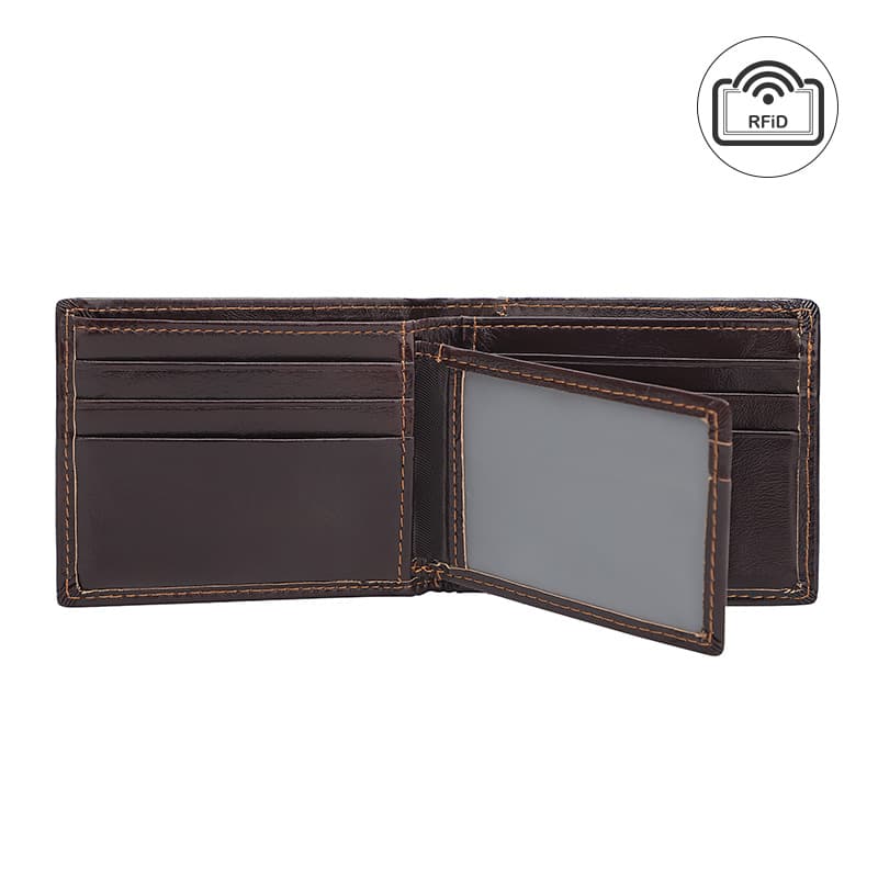 Genuine Leather Wallet for Men RFID Anti-Theft US Dollar Holder Multi-Card Slot Bifold Stylish Vintage European Design