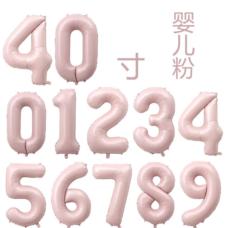 40-inch Baby Pink Baby Blue Number Aluminum Film Balloons for Baby 100-Day Celebration Birthday Party Decoration First Birthday