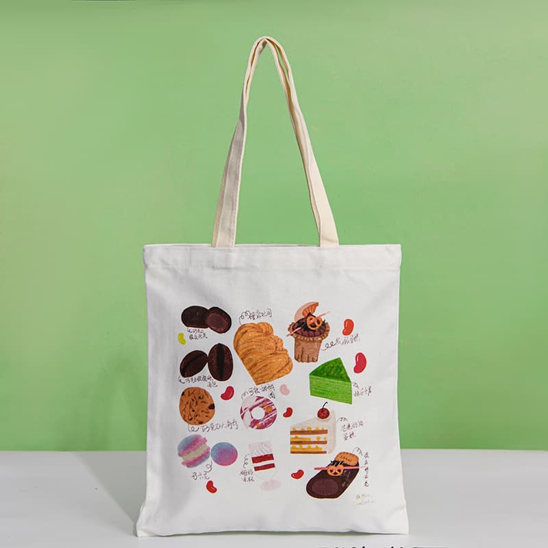 Canvas bag with printed logo, portable canvas bag, customized advertising bag, printed pattern on face, shoulder shopping bag
