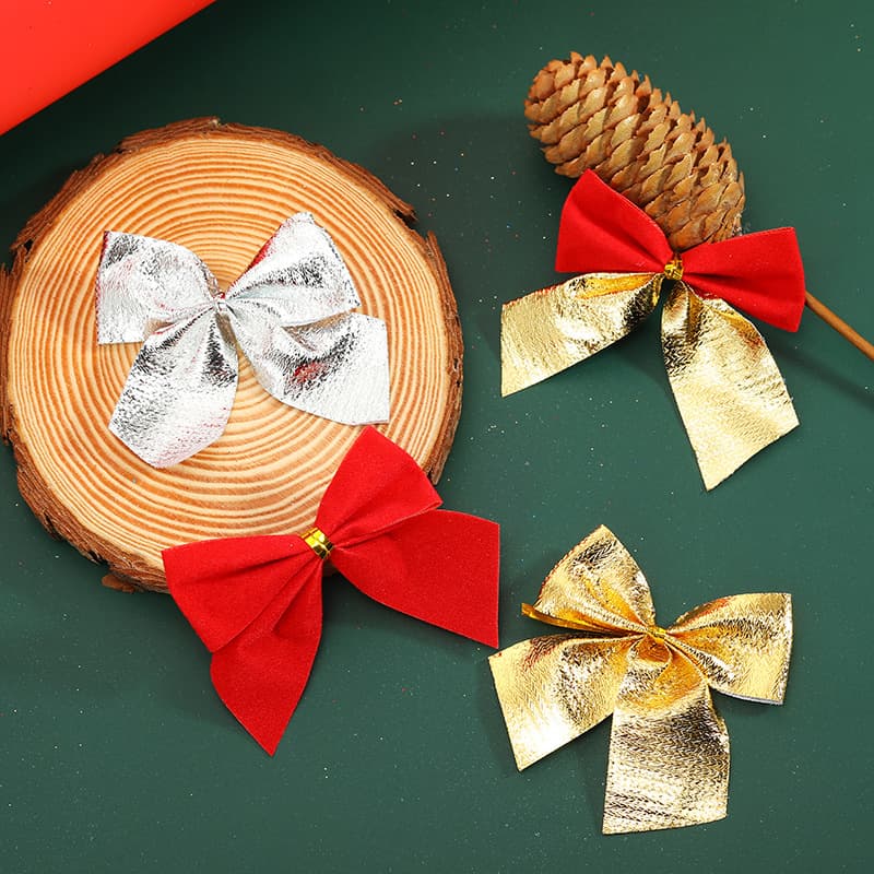 Jiuhong Christmas Red and Gold Small Bow Christmas Tree Pendant Christmas Decoration Spliced Bow Hanging Ornament