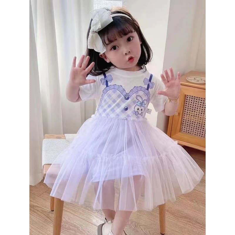 New Summer Girls Tulle Dress Cake Skirt 2025 Princess Dress Cute T-Shirt Dress Toddler Girl Dress