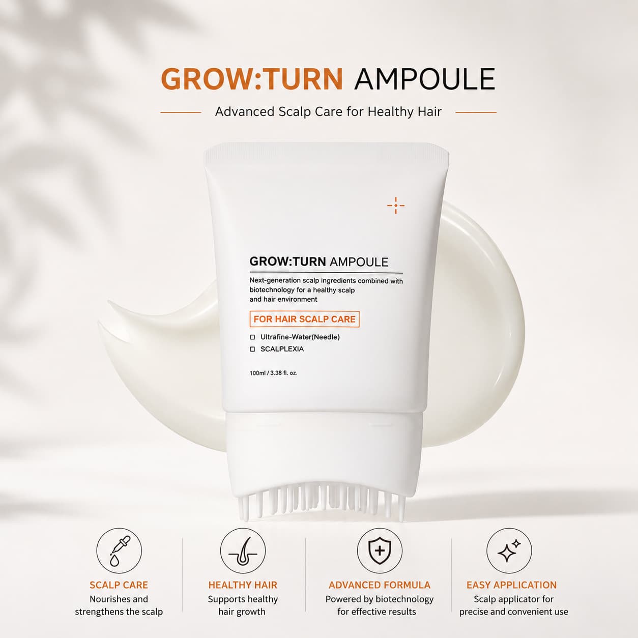 Cross-border Stock Hair Growth Serum with Built-in Brush Head for Massage and Hair Thickening