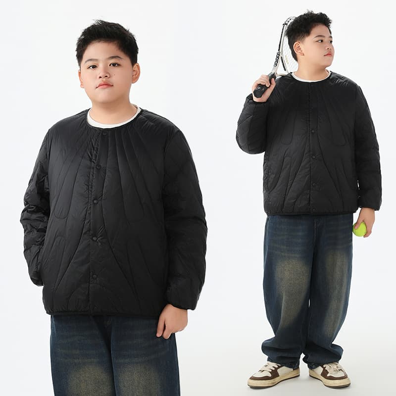 Plus-size lightweight down jacket for boys, loose fit, plus size, extra large.