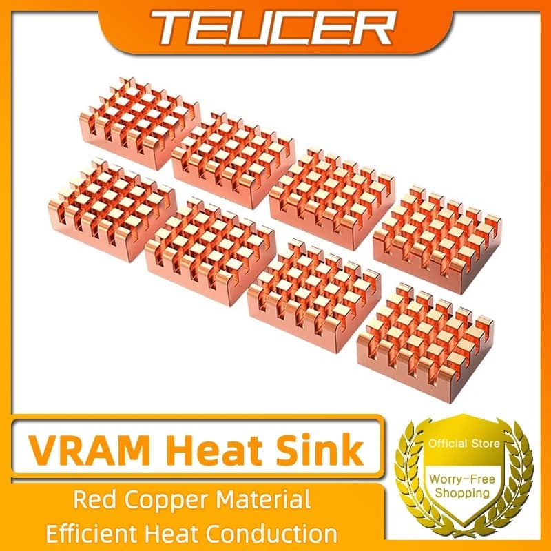 TEUCER 4/812-PCS VRAM Copper Heatsink 13x12x5mm Thermal Cond