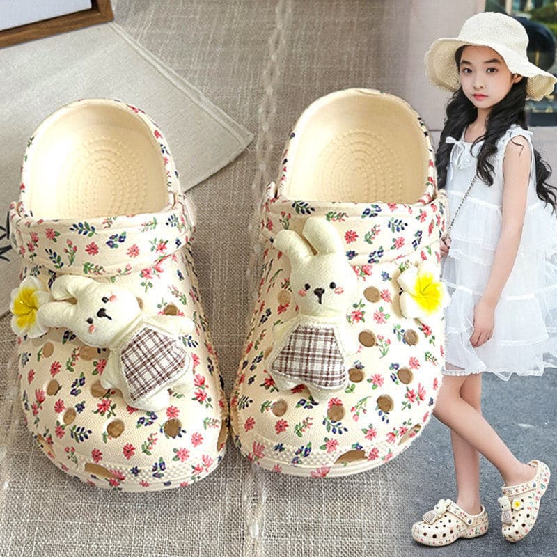 Official website C&K Bear Floral Children's Croc Shoes Girls Baotou Non-slip Soft Sole Sandals and Slippers 2026 Summer Outer Wear