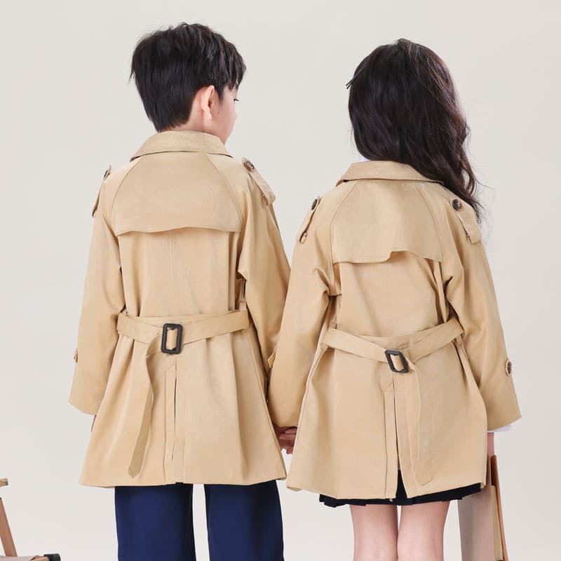 Classic Boys Trench Coat 2026 New Girls Coat Spring Autumn Children's Trench Coat British Style Mid-Length Overcoat