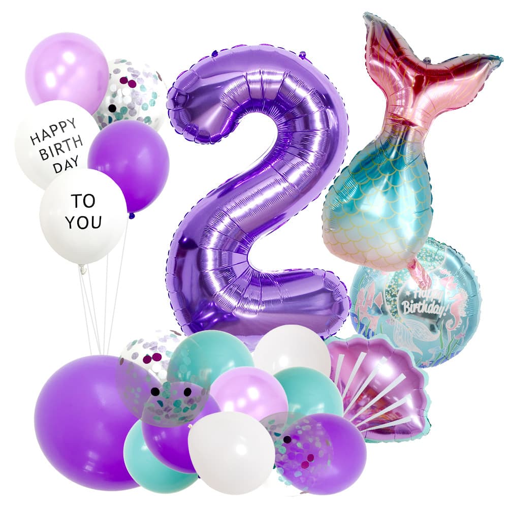 New Gradient Mermaid Tail Aluminum Film Balloon Set Birthday Balloon Sequin Balloon Party Road Guide Decoration Arrangement