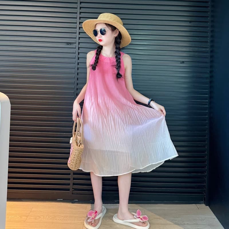 Girls Dopamine Dress Summer 2025 New Style Big Girl Summer Dress Children Bohemian Beach Dress