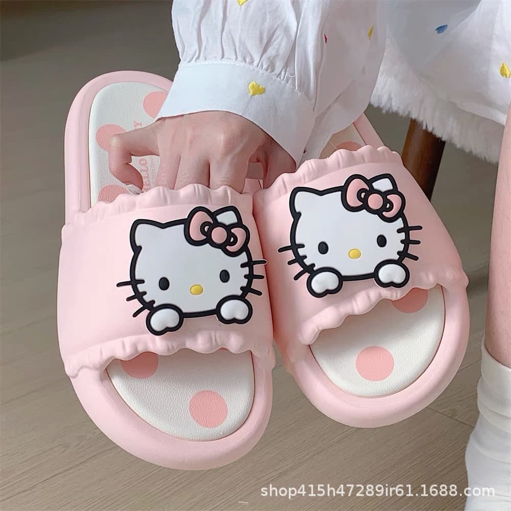 Super cute~ Kitty cat slippers for women, summer home indoor bathroom anti-slip outdoor wear sandals, odor-resistant